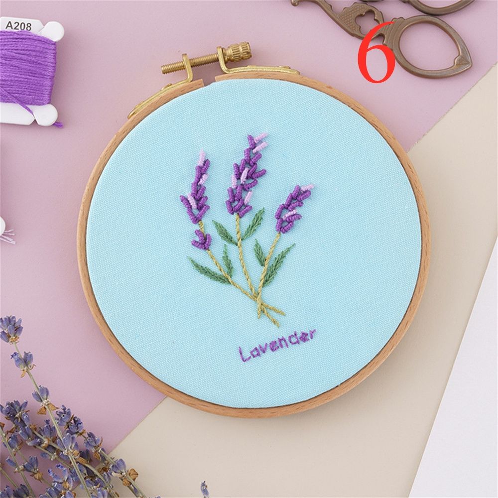 DIY Embroidery Kits Flower Painting Cross Stitch Material Kits Beginner Embroidery Set DIY Needlework Tools NO HOOP: 6