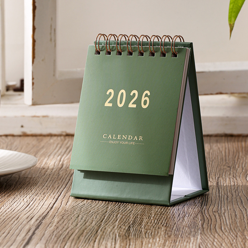 Simple Style English Mini Desk Calendar Desktop Display Portable Calendar Desktop Decoration Handmade Diary Desk Calendar: WHITE