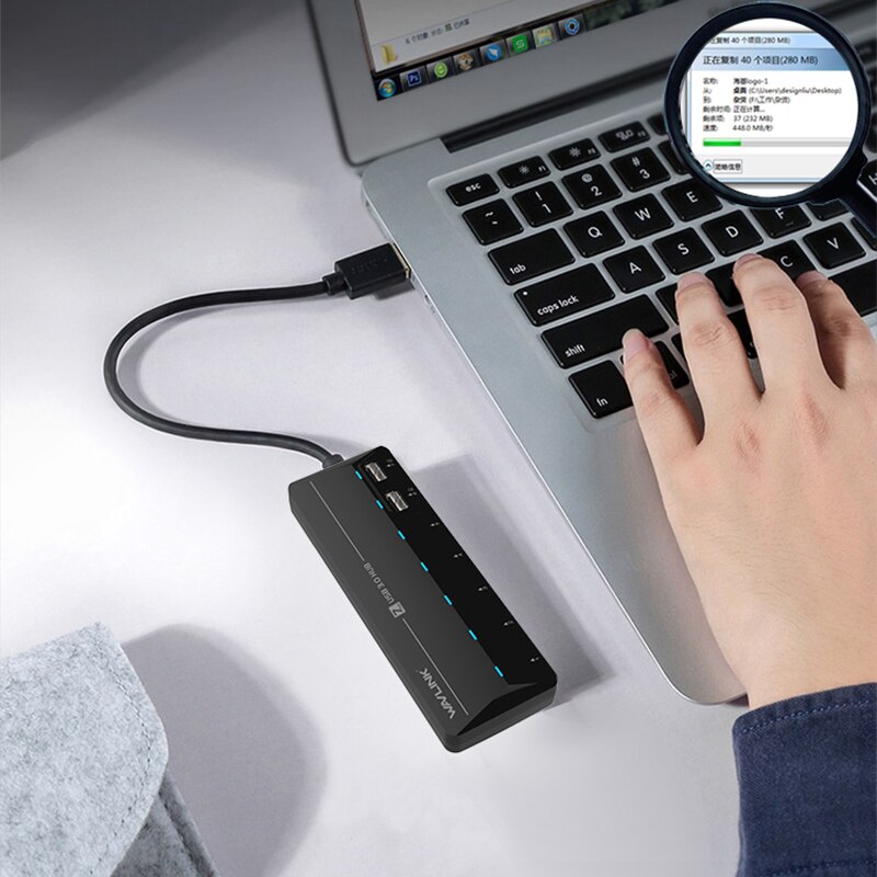 USB3.0 Splitter 7 Poorten Met Voeding Hub Computer Hoge Snelheid Expansie Conversie Multi-Interface Hub