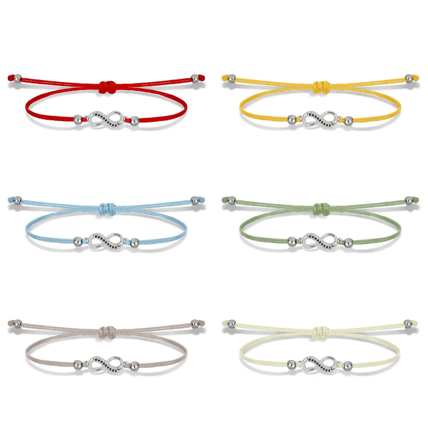 Zirconia Kristal Messing Leuke Infinity Liefde Bedelarmband Vrouwen Meisje Blauw Grijs Geel Rood String Handgemaakte Chic Sieraden