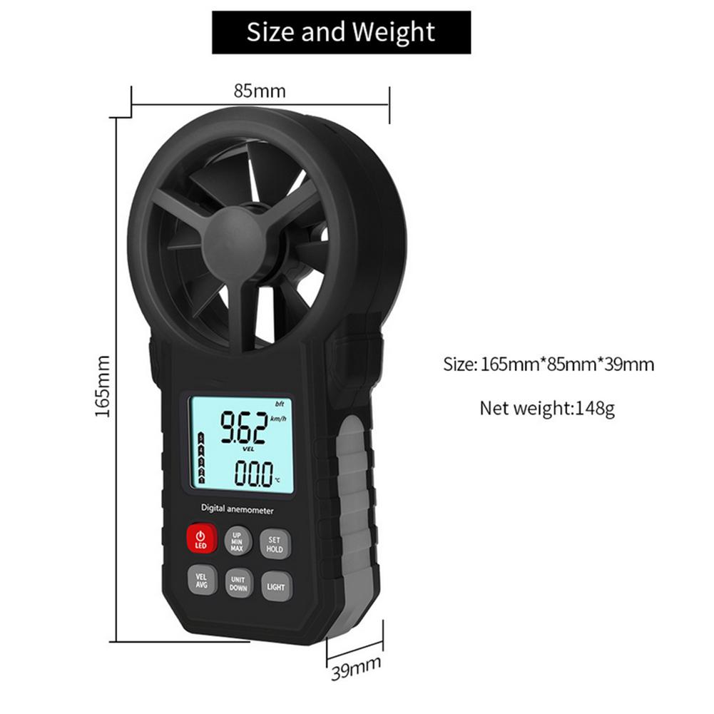 Handheld Digital Anemometer Portable Wind Speed Meter Gauges Average Wind Speed Air Volume Measure Tools For Outdoors Fishing