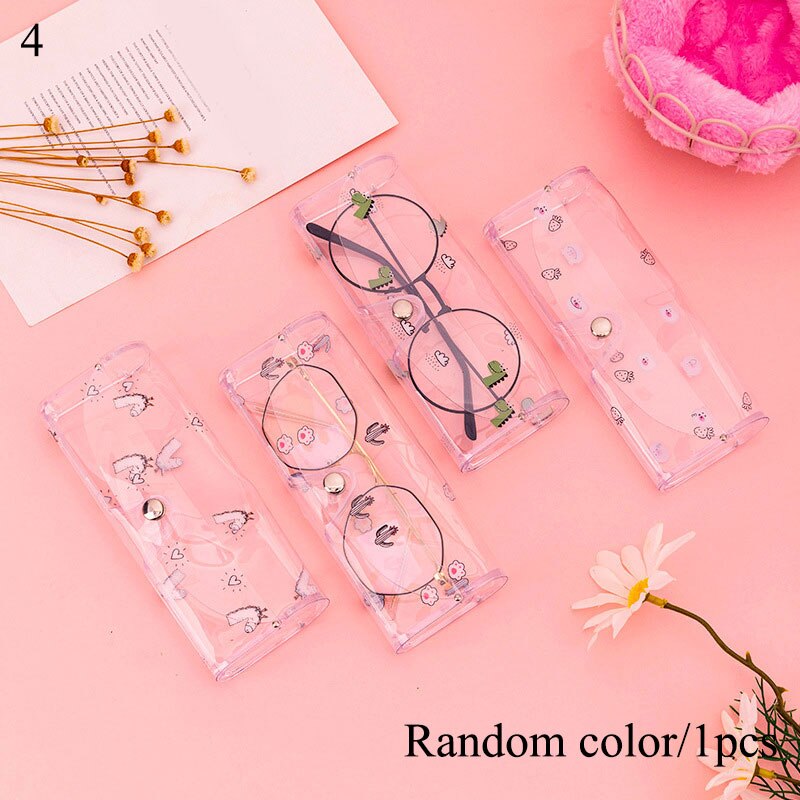 Estuche transparente de PVC con dibujos de Cactus para gafas de mujer, estuche de protección, accesorios para gafas, 1 unidad