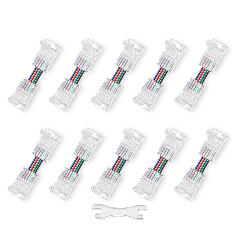 4-Pin Rgb Led Licht Strip Connectors, 0.39Inch Solderless Adapter Terminal Uitbreiding Connector Voor 5050 Smd 4 Dirigent