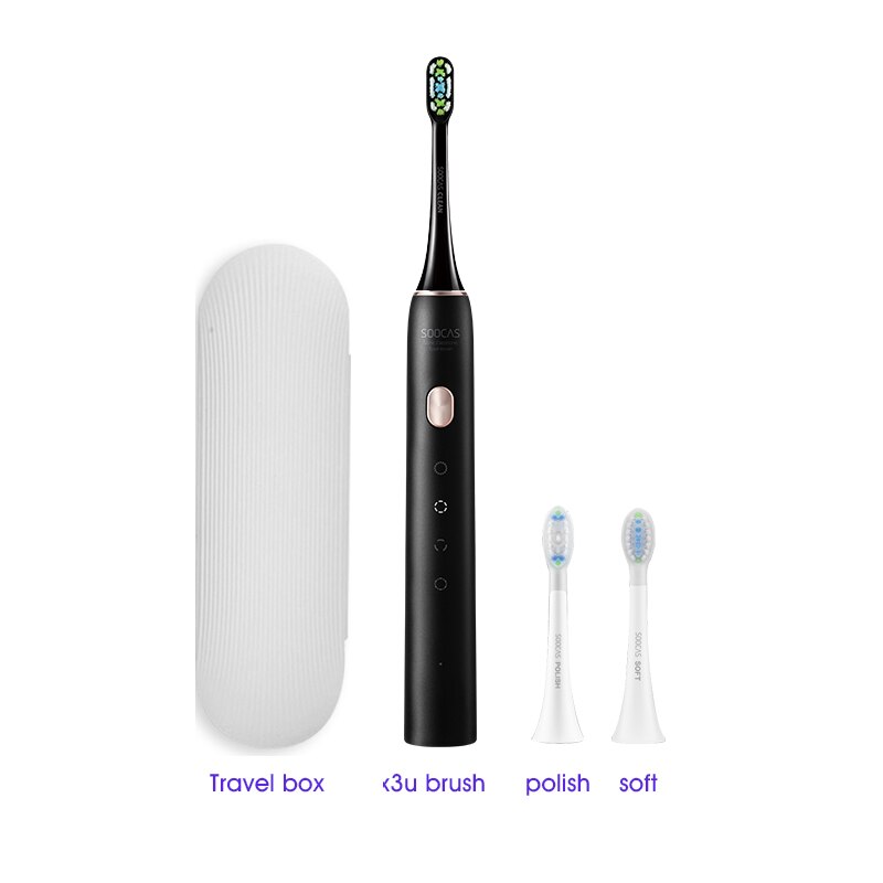 SOOCAS X3U – brosse à dents électrique ultrasonique, mise à niveau automatique, charge rapide, brosse à dents étanche pour adulte: X3U black standard