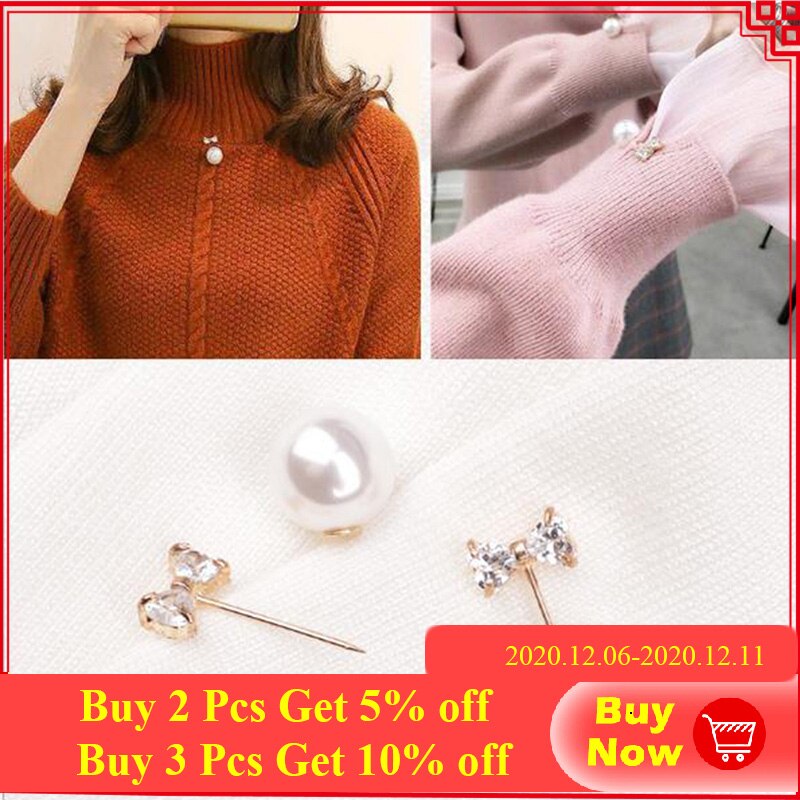 Women Imitation Pearl Anti-lighting Word Brooch Open Shirt Leader Mouth Mini Small Insert Fixed Buckle Assembly Female