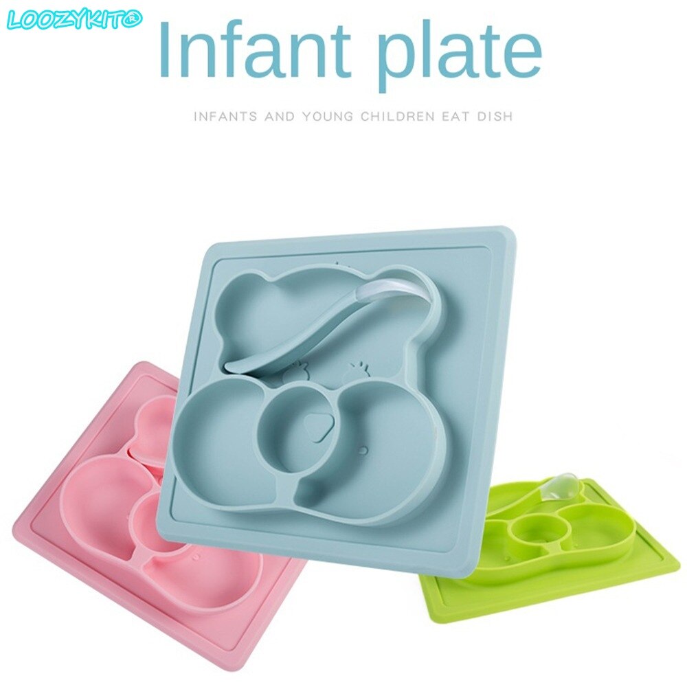 Silicon Cartoon Plate Infants Supplementary Food Box Baby Learning Plate BPA Free