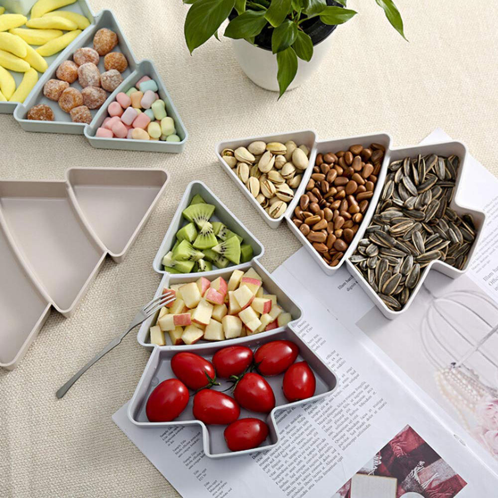 Assiettes en plastique noël bonbons noix graines Fruits | Forme créative de l'arbre de noël Snacks noix graines Fruits secs, plats bol plateau à déjeuner Gadgets de cuisine domestique
