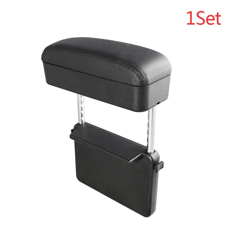 Universal Car Armrest Box Elbow Support Adjustable Car Center Console Arm Rest Organizer Arm Rest Storage Box Heightening Pad: 1 set Full Black