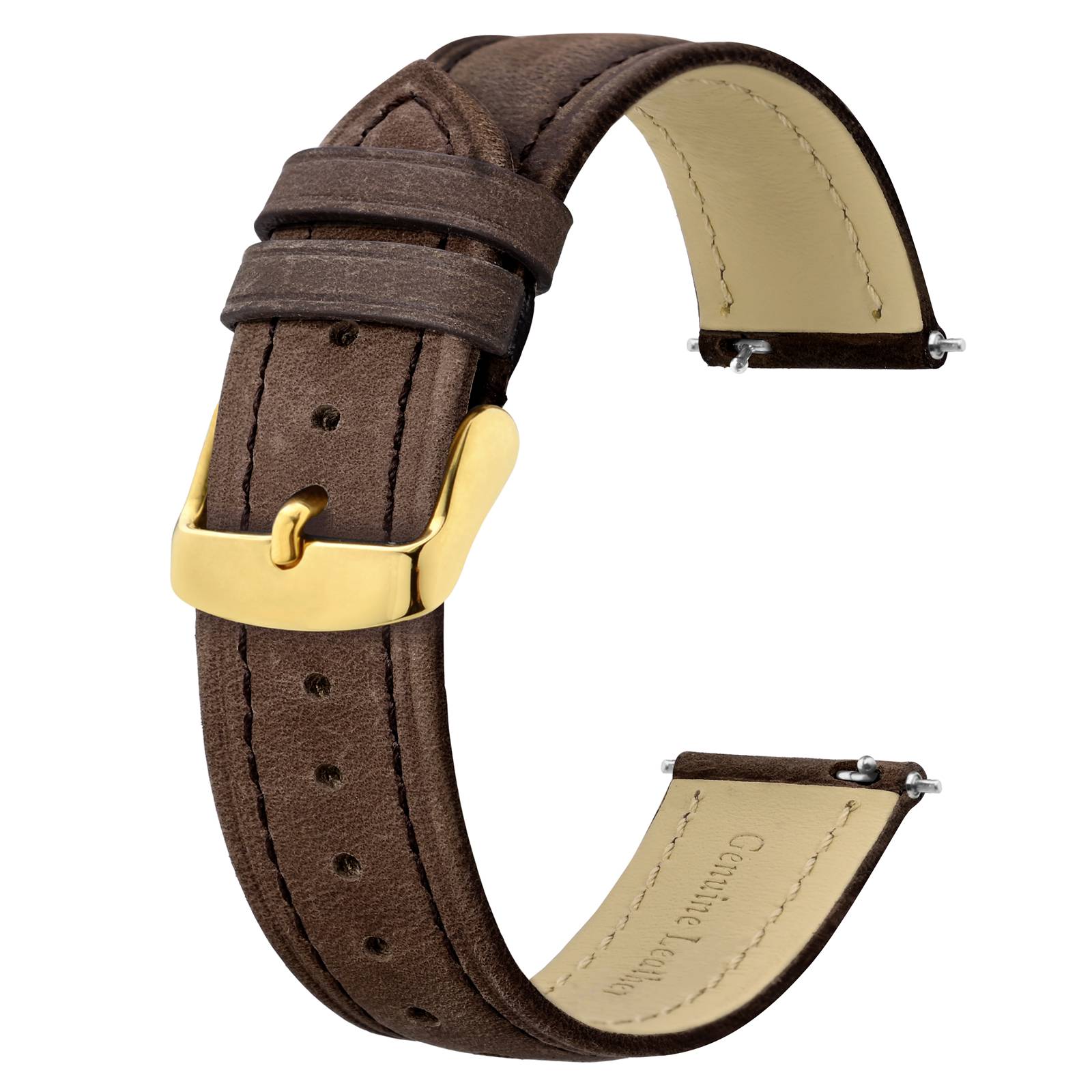 BISONSTRAP Leather Watch Strap 18mm 20mm 22mm 24mm, Replacement Watch Band for Men, Quick Release and Breathable Wristband: Blue Pink / 18mm