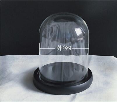 Diameter=9cm Black Base Middle Size Glass Dome Home Decoration Glass Cover Wedding Favor: 1set 12cm dome base