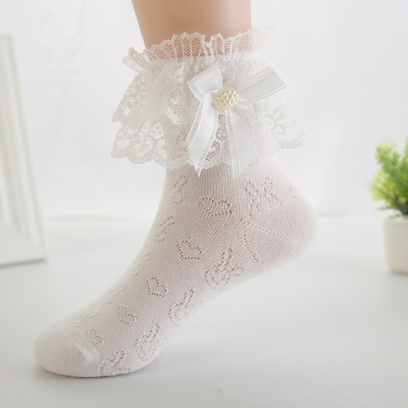 Calcetines de encaje para niñas, calcetines cortos blancos, lazos de verano para niños, calcetín de material barato, accesorios de ropa de bebé para 8 años