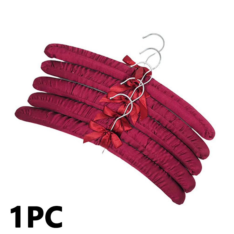 Cintre rembourré en satin pour vêtements, cintres en éponge, présentoir de magasin, crochet argenté, 1 pièce