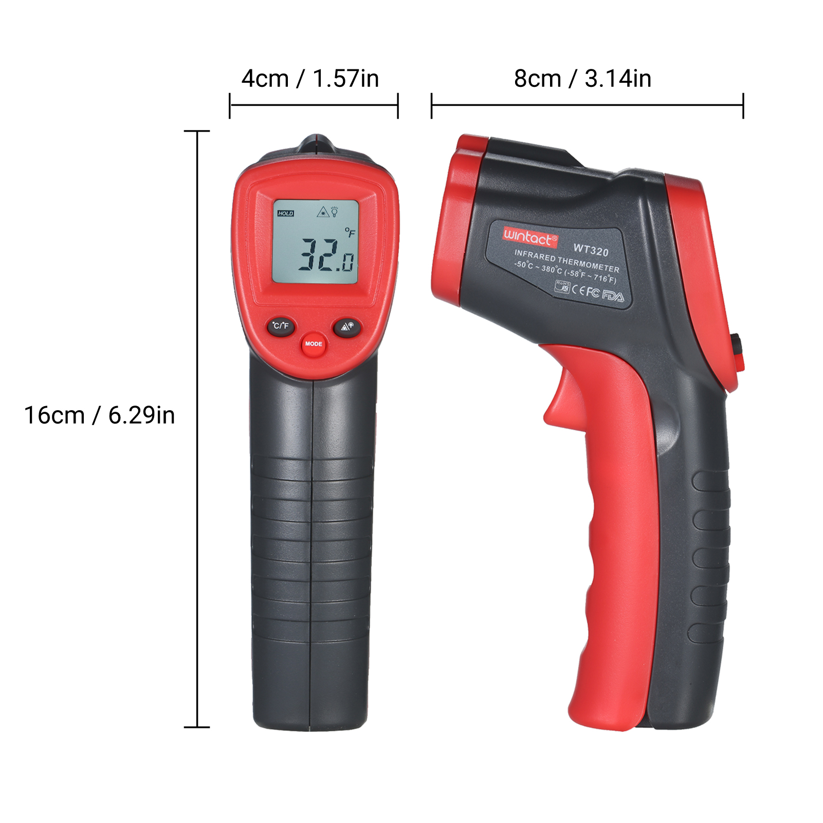 Wintact Non-Contact Infrared Thermometer Digital Thermometer Temperature Meter for Food Water Refrigerator HVAC Electricians