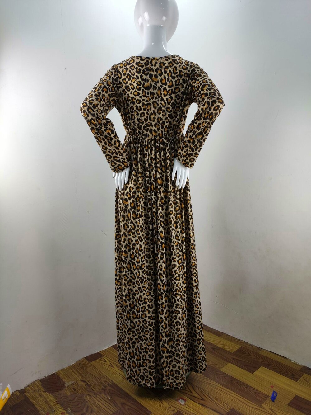 Barsel kjoler fotografering rekvisitter leopard graviditet kjole langærmet barsel tøj til gravide kvinder fotografering