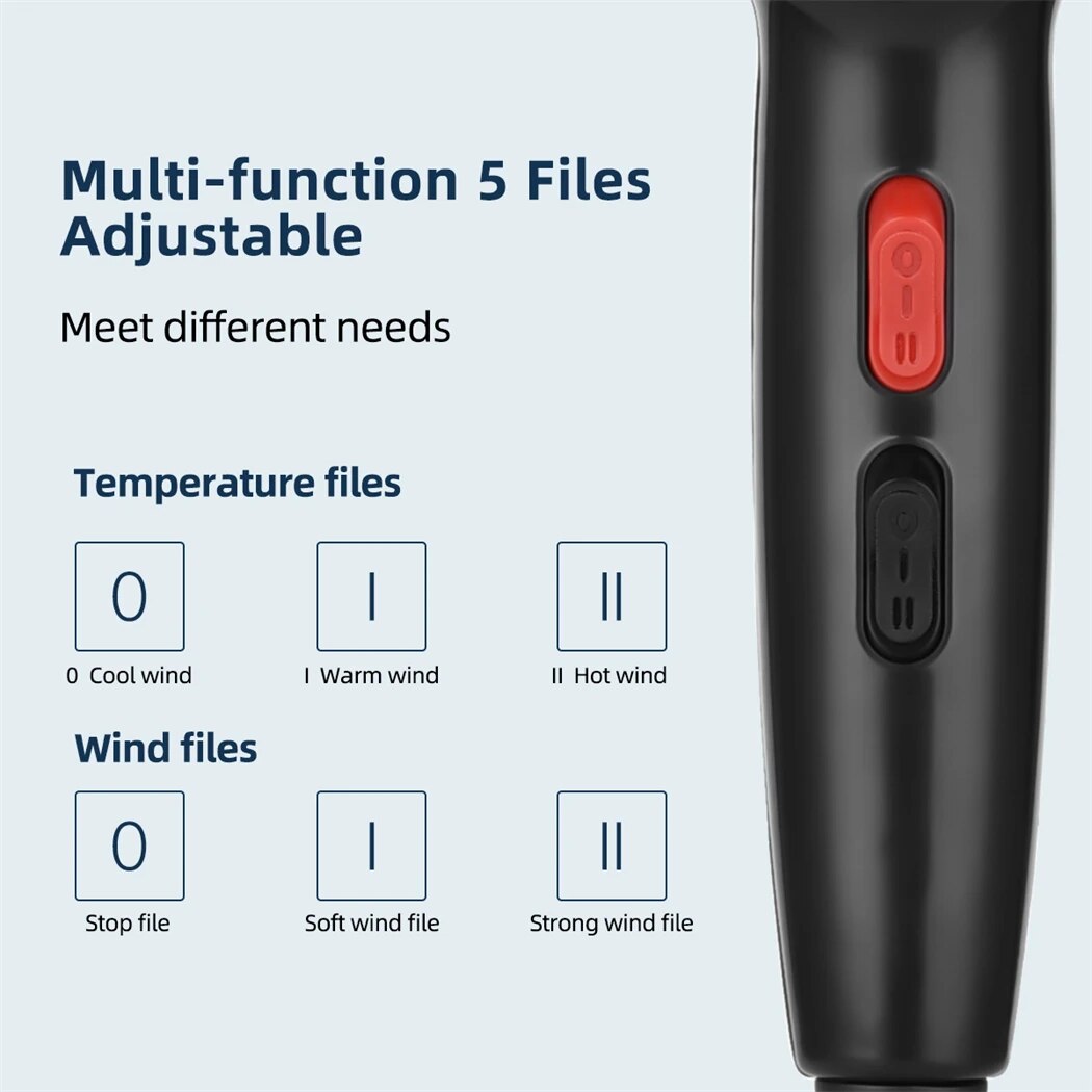 CkeyiN-profissional íon negativo cabelo secador, sopro quente e frio, salão ventilador, difusor, concentrador bocal, uso doméstico, 1600W