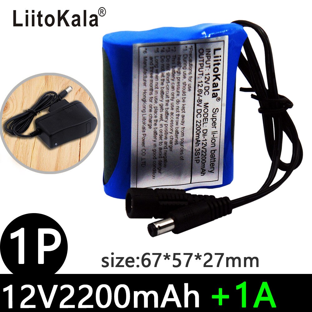 LiitoKala 12V 2200mah 3000mah 3500mah 5600mah battery Rechargeable Lithium Ion battery pack capacity DC 12.6v CCTV Cam Monitor: 12V2200mah 1A