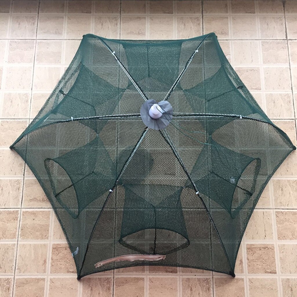 Filet de pêche paresseux 6 trous plié hexagone filet de pêche écrevisse attrape filet pêche crevettes piège méné crabe appâts fonte maille piège