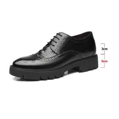8/10CM Mens Hidden High Heel Shoes for Suit Oxfords Male Dress Shoes Man Leather Black Formal Shoe for Men Brogue Shoes: black / 7