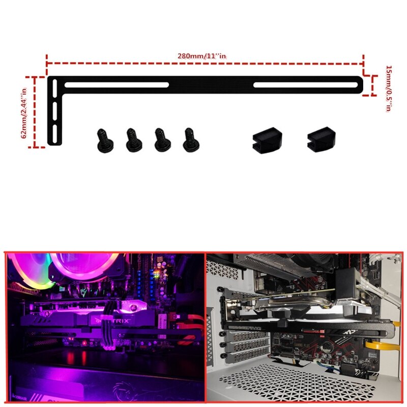 L-shaped Aluminum Graphics Card Holder PC Case GPU Support PCI Mounting Bracket