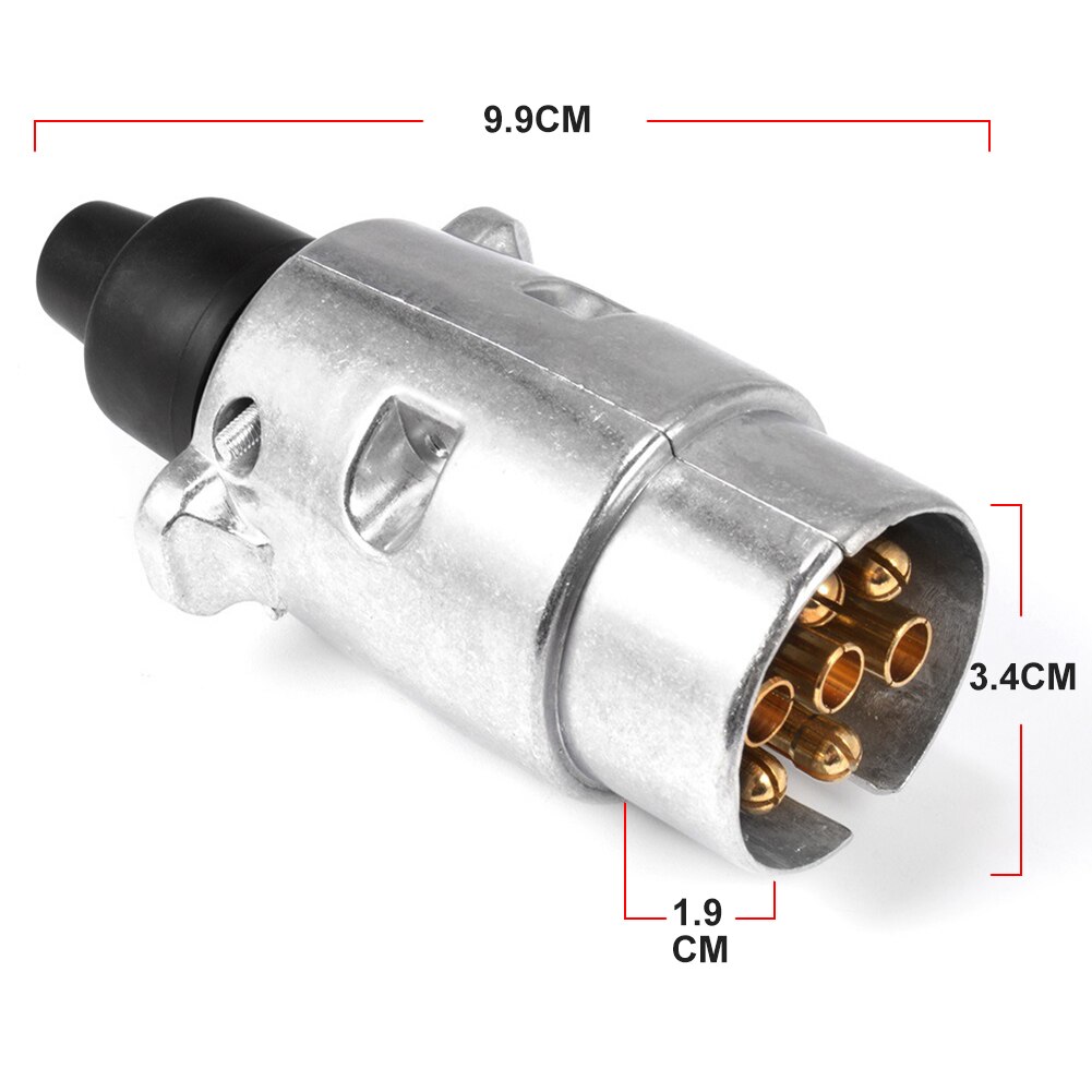 7-Pin 12 Volt Aluminum Plug Truck Cable Connector European Car Trailer Signal Light