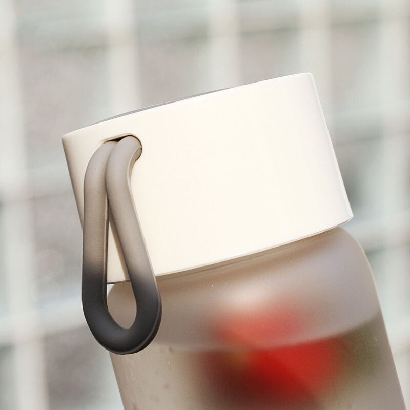 Portable Frosted Glass Water Bottle Drink Bottle Water Container Contracted Water Bottle-Cup Cup Cover Included