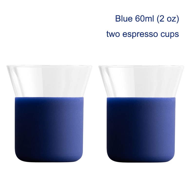 Minimalistisk par kaffekop stor diameter tynd kop krop, to espressokopper glas 60ml/2oz