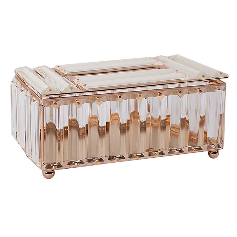 Caja de pañuelos de cristal, caja de almacenamiento, contenedor de papel de vidrio dorado y plateado brillante para el hogar, Hotel, aparador, decoración: Gold