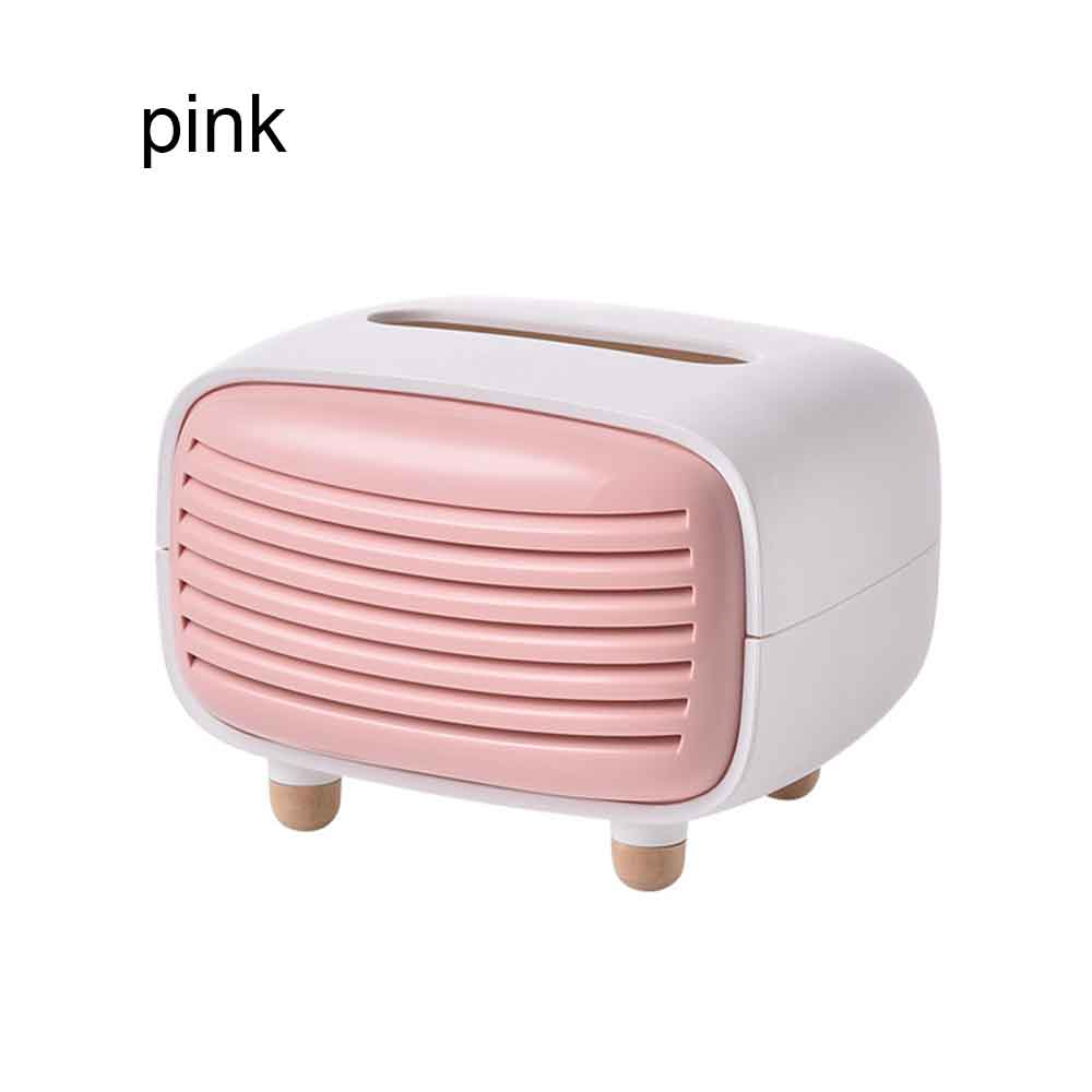 Boîte de mouchoirs en forme de Radio créative, porte-papier en plastique, boîte de rangement de serviettes en papier Chic salon, décoration de maison hôtel Restaurant: pink