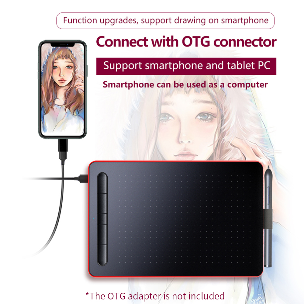 Graphics Tablet Drawing Tablet with 8192 Levels Pressure Sensitivity 5080LPI Resolution 230PPS Read Speed Graphics tablet Pen