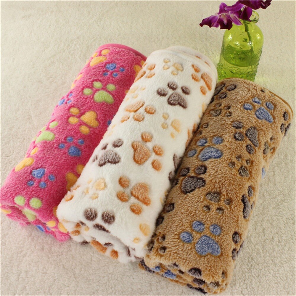 Cute Dog Bed Mats Soft Flannel Fleece Paw Foot Print Warm Pet Blanket Sleeping Beds Cover Mat For Small Medium Dogs Cats