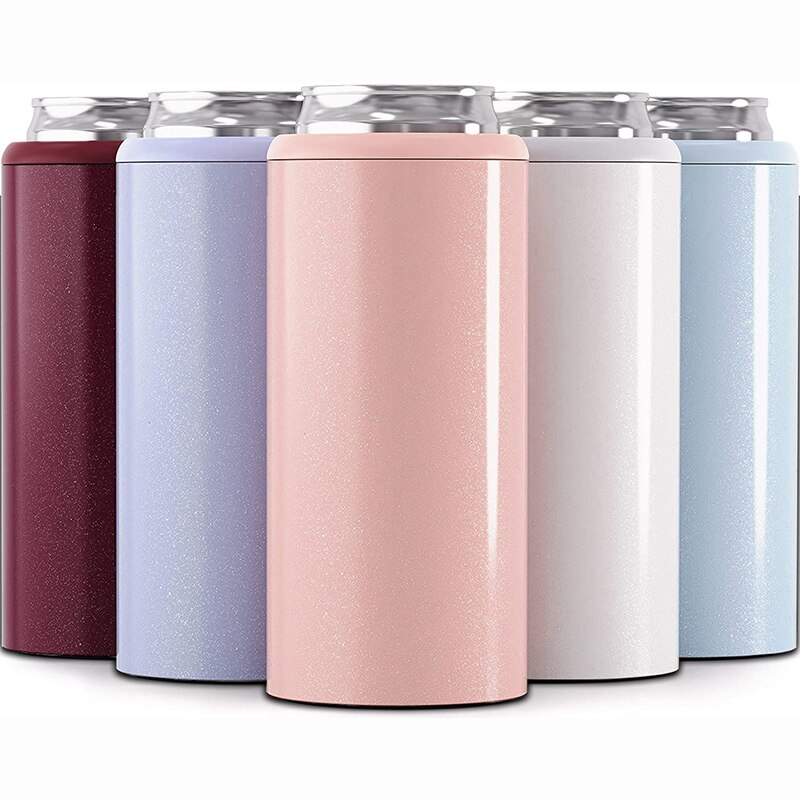 12oz Vacuum Beer Thermos Double Wall Outdoor Cold-Keeping Juice Cola Cans Bottle 304 Stainless Steel Beer Cooler Cups