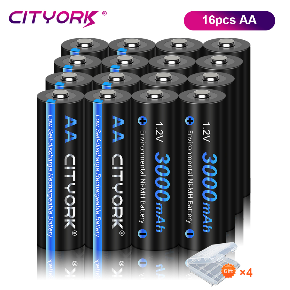 CITYORK 1,2 V AA AAA batería recargable NIMH NI-MH + 8 ranuras LED cargador rápido de batería inteligente para baterías NIMH AA AAA de 1,2 V: Plata