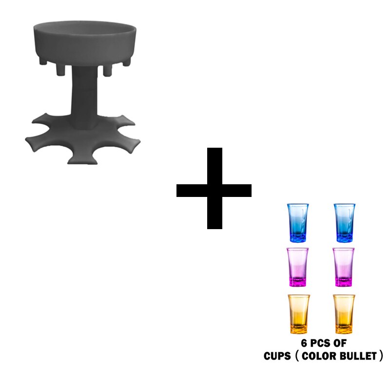6 shotglas dispenser houder wijnkistje likeurdispenser wijn whisky bier dispenser rek party games drinkgerei bar accessoires: Grijs met kleurbeker