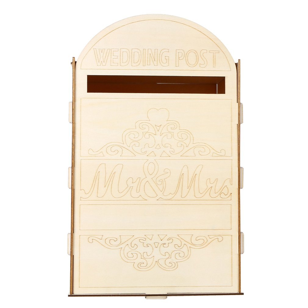Suministros de madera para boda, buzón de correo, decoración de estilo Royal Post, caja de letras creativas de madera para boda, decoración artesanal: b