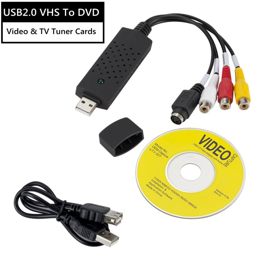 VHS to Digital Converter USB 2.0 Video Converter Audio Capture Card VHS Box VHS VCR TV to Digital Converter Support Win 10/7/8: grey