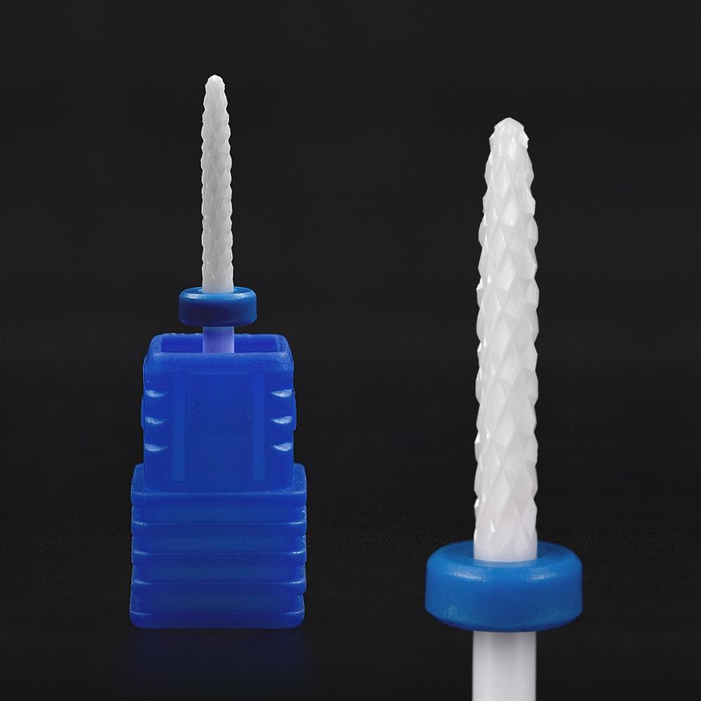 Novo fino cerâmica prego broca cabeça de moagem para manicure elétrica broca ferramenta de broca de cerâmica bico prego broca fresa: Blue