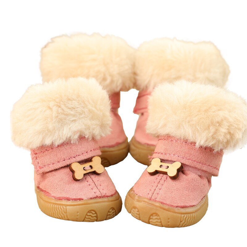 4pcs/set Pet Dog Shoes Winter Super Warm Cotton Dog Boots Anti Slip Shoes For Small Medium Dog Pet Product Chihuahua Snow Boots