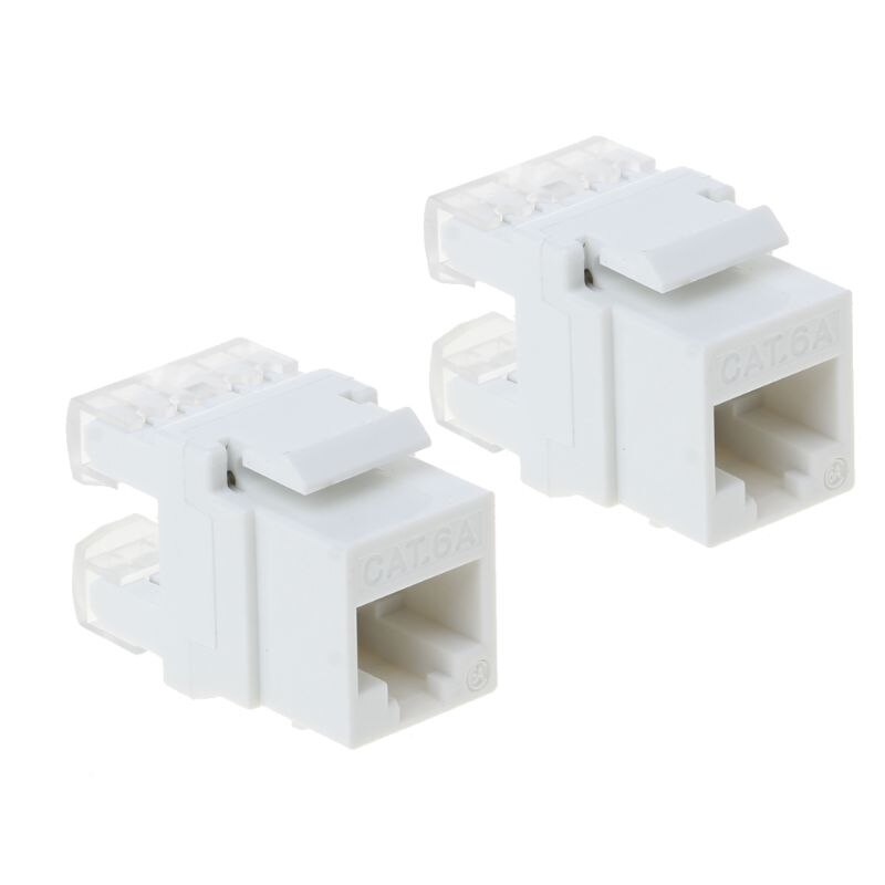 2Pcs UTP CAT6A Network Module Information Socket RJ45 Keystone Connector Cable Adapter Keystone Jack WXTA