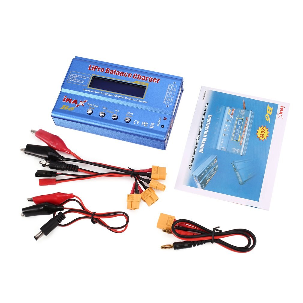 Original iMAX B6 80W 6A Lipo NiMh Li-Ion Ni-Cd RC Balance Ladegerät 10W2A Entlader mit 15V/6A AC/DC Adapter für RC ModelBattery: XT60