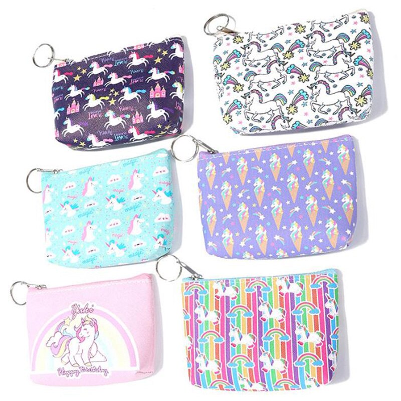 Monederos con cremallera para niños y niñas, Mini monedero para calderilla, Kawaii, Animal, unicornio, flamenco, 1 unidad