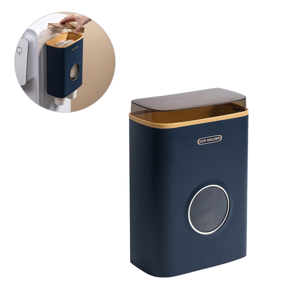 Praktyczny stojak na kubek papierowy dozownik na kubeczki jednorazowe automatyczny uchwyt na kubek na wodę robić domowego biura restauracja (ciemnoniebieski)