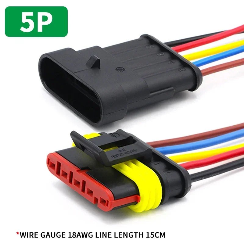 1/2/3/4/5/6 Pin HID Serie Waterdichte Auto Vrachtwagen Connector 15 CM 18AWG Kabel Bedrading Kit 5/20/100 Sets met Plug: GRIJS / 5-9 Stks
