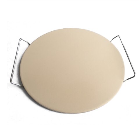 9/11/12/13/15'' Pizza Stone Board with Steel Handle Round Fire-resistant Ceramic Insulation Plate Pizza Pan 9 Inch Pizza Stone: 12 inch 305x8mm