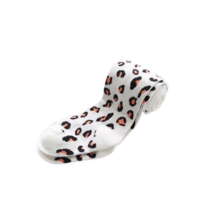 Cathery høst vinter baby jenter tights smålåve jente leopard mønster strømpebukser låve bomull varme strømper ensfarget godteri farge tights: En / 4-6t
