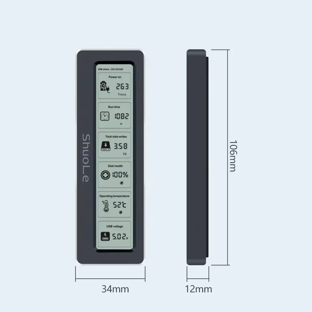 M.2 NVME SATA Dual Protocol Digital Display Monitoring Dtorage Box USB 3.2 10Gbps Transfer M2 SSD External Hard Drive Enclosure
