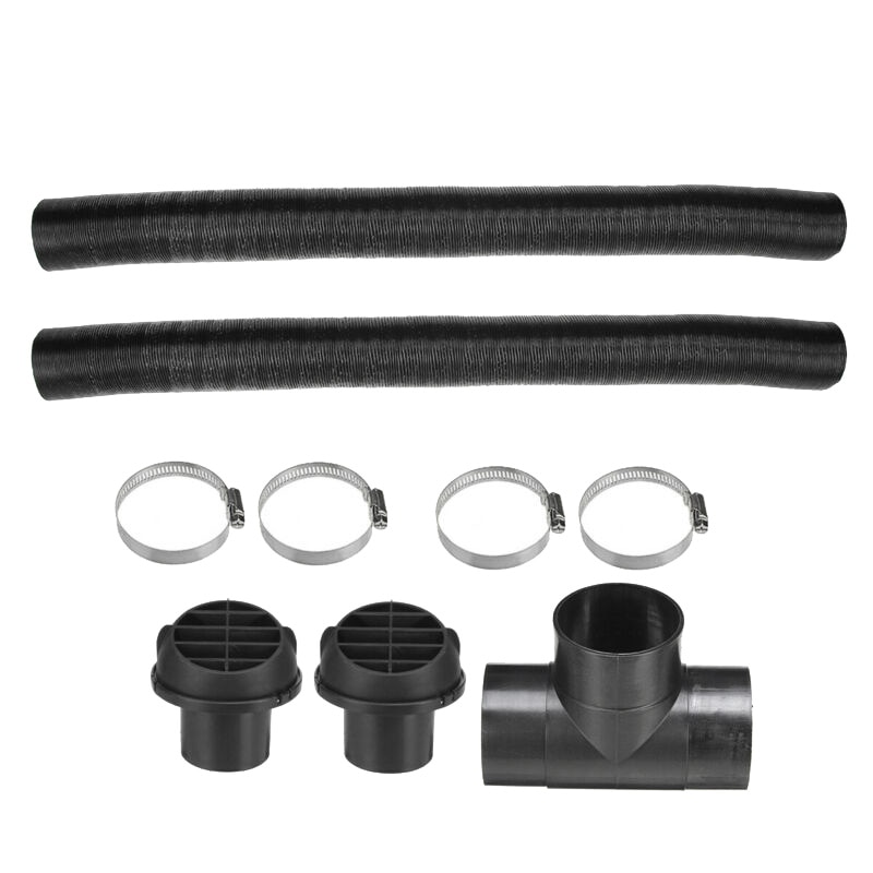 Set Car 60mm Air Parking Heater Pipe Ducting T Piece Warm Air Outlet Vent Hose Clips For Diesel Heater