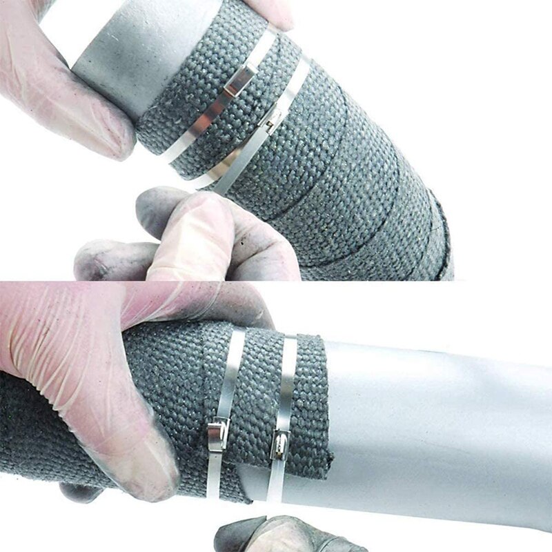 200Pcs Metal Cable Tie Stainless Steel Cable Tie Marine Cable Tie with Iron Wire Fixing Buckle Photovoltaic Power Tie