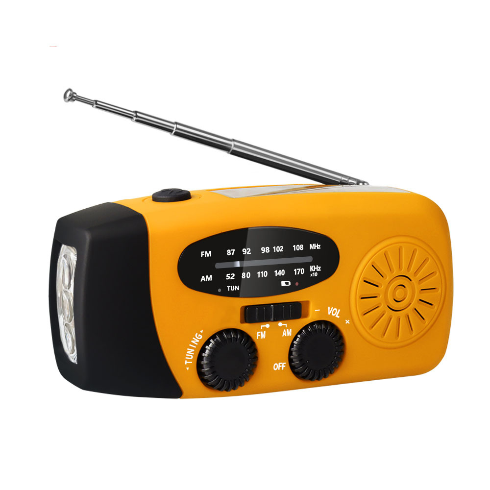 Bærbar bilradio med katastrofeforebygging, multifunksjonell nødradio, håndsveivet generator for lading av mobiltelefoner: Oransje