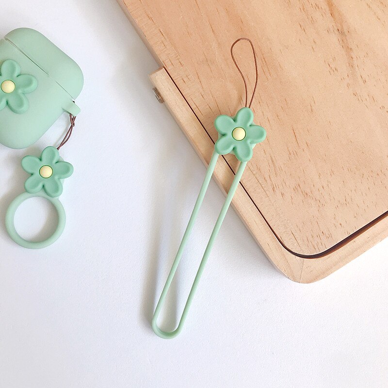 Cute Flower Mobile Phone Straps Rope Cartoon Strap Neck Lanyards Hand Strap For Phone Case Long Rope Lariat For Name Card Chain: Green ( Short )