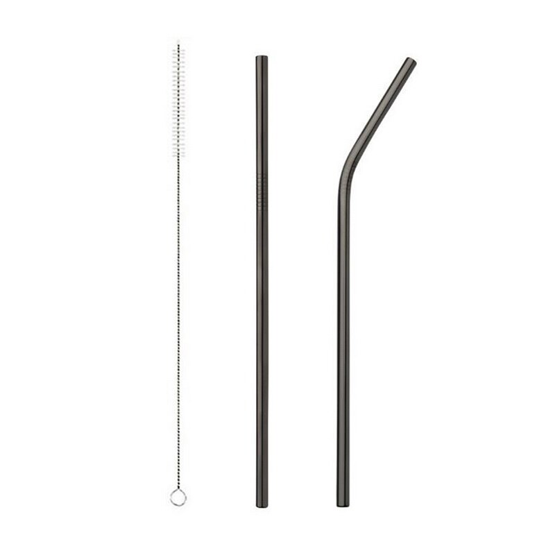 1/2/4pcs Stainless Steel Straw Reusable Metal Drinking Straw With Cleaner Brush For Home Party Barware Bar Accessories ^1: H